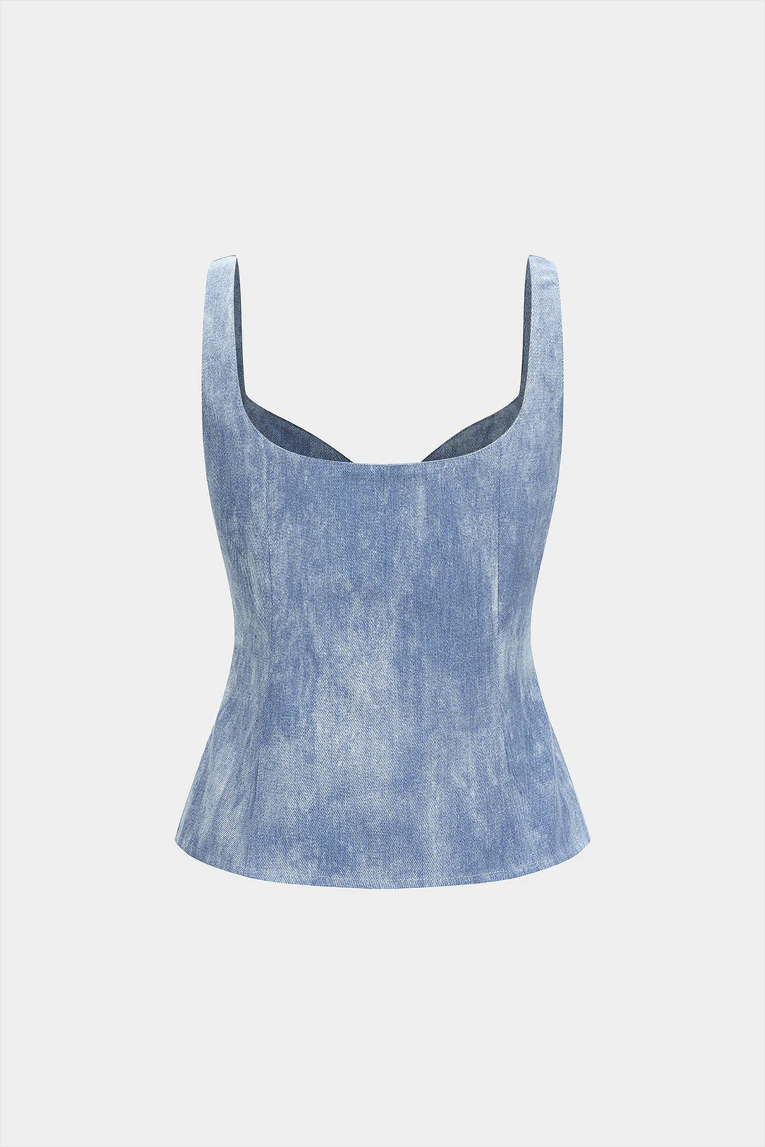 Denim V-Neck Asymmetrical Cami Top - Image 2