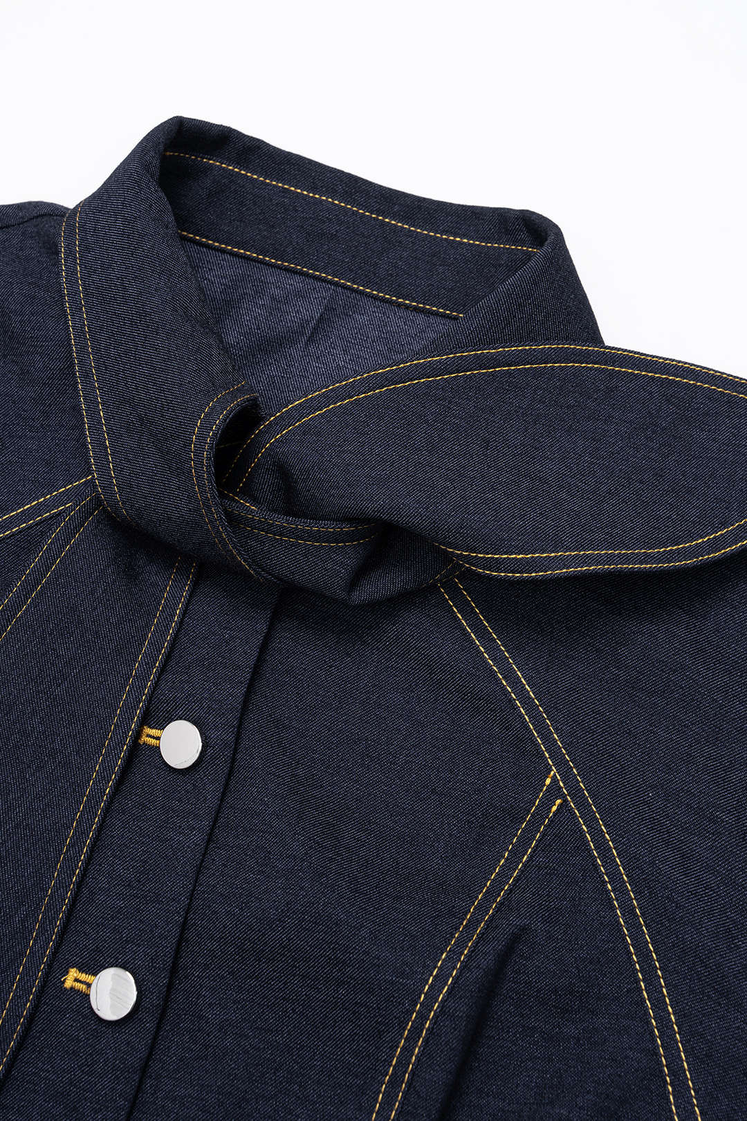 Denim Tie-Up Button Bodysuit - Image 3