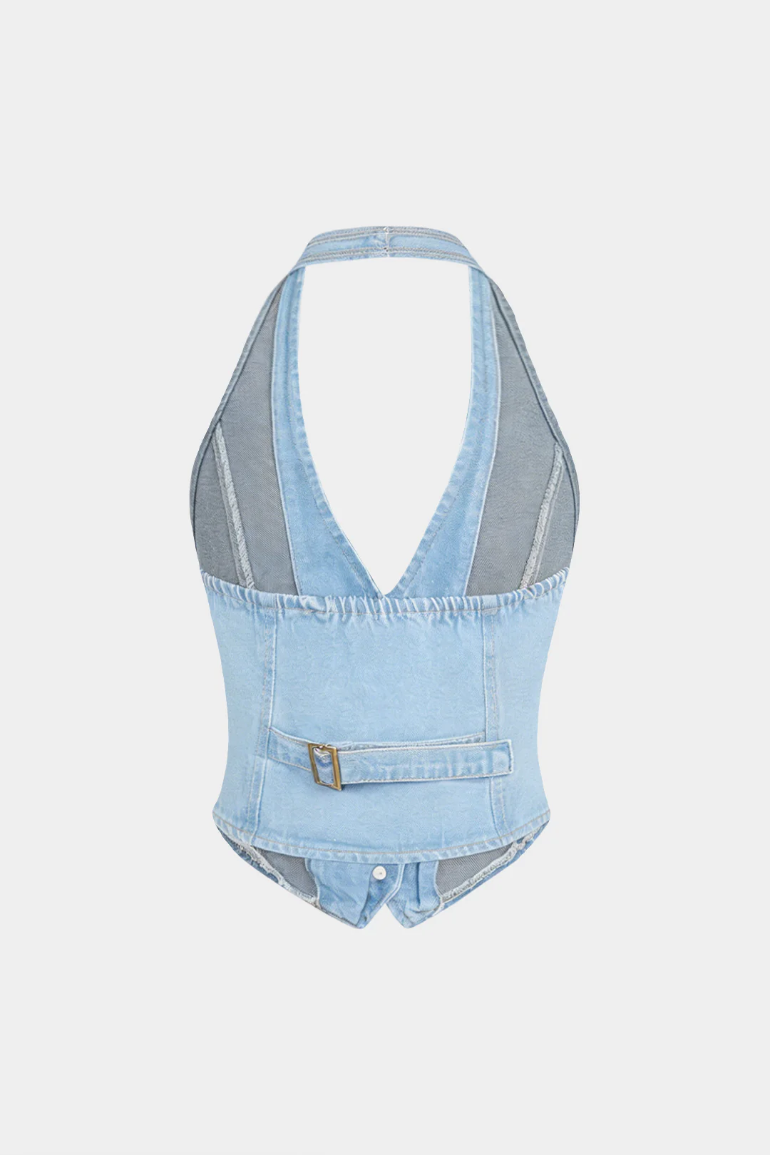 Denim Halter Neck Metallic Vest - Image 2