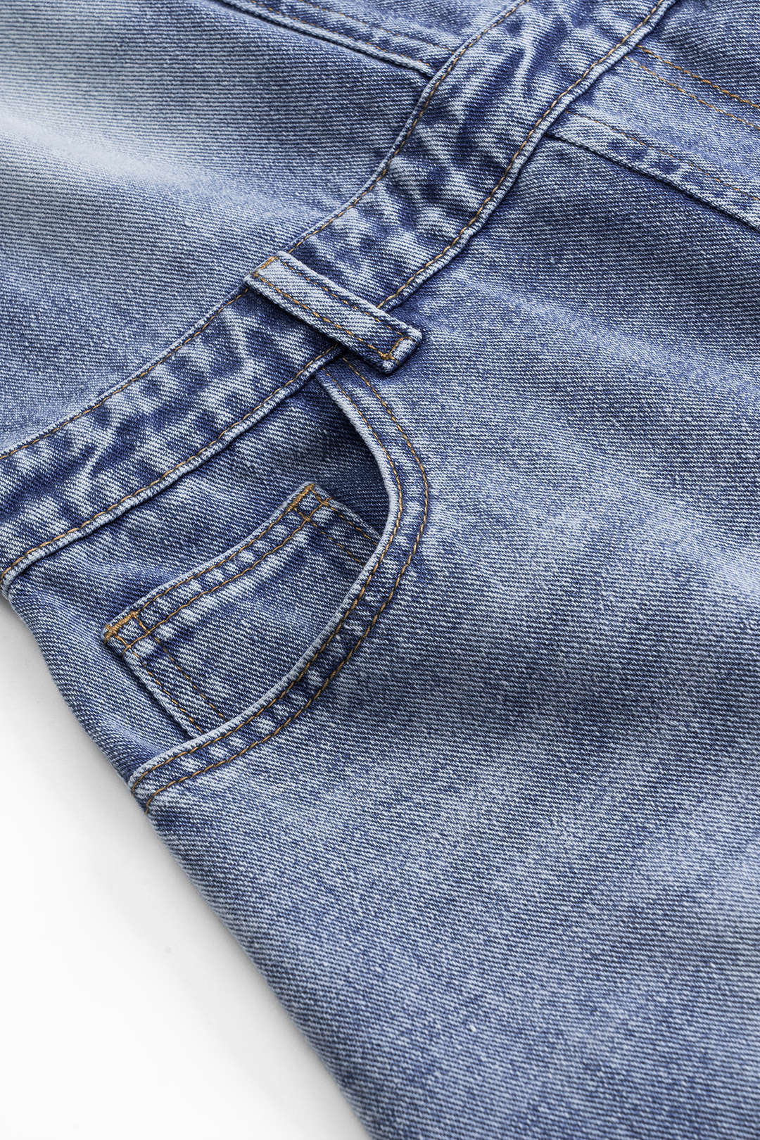 Denim Asymmetric Neckline Mini Dress - Image 5