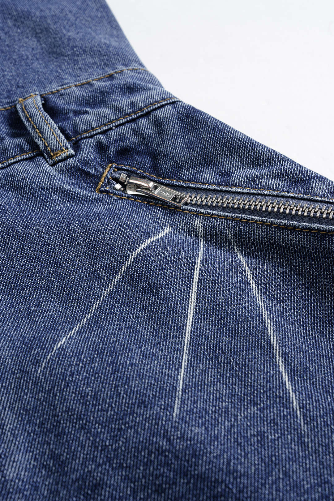 Denim Backless Washed Zipper Halter Mini Dress - Image 3