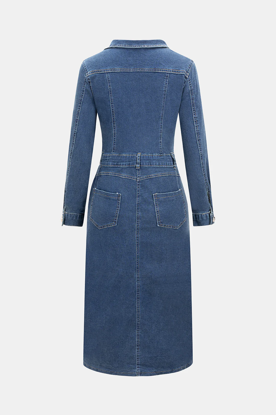 Denim Button Long Sleeve Dress - Image 2