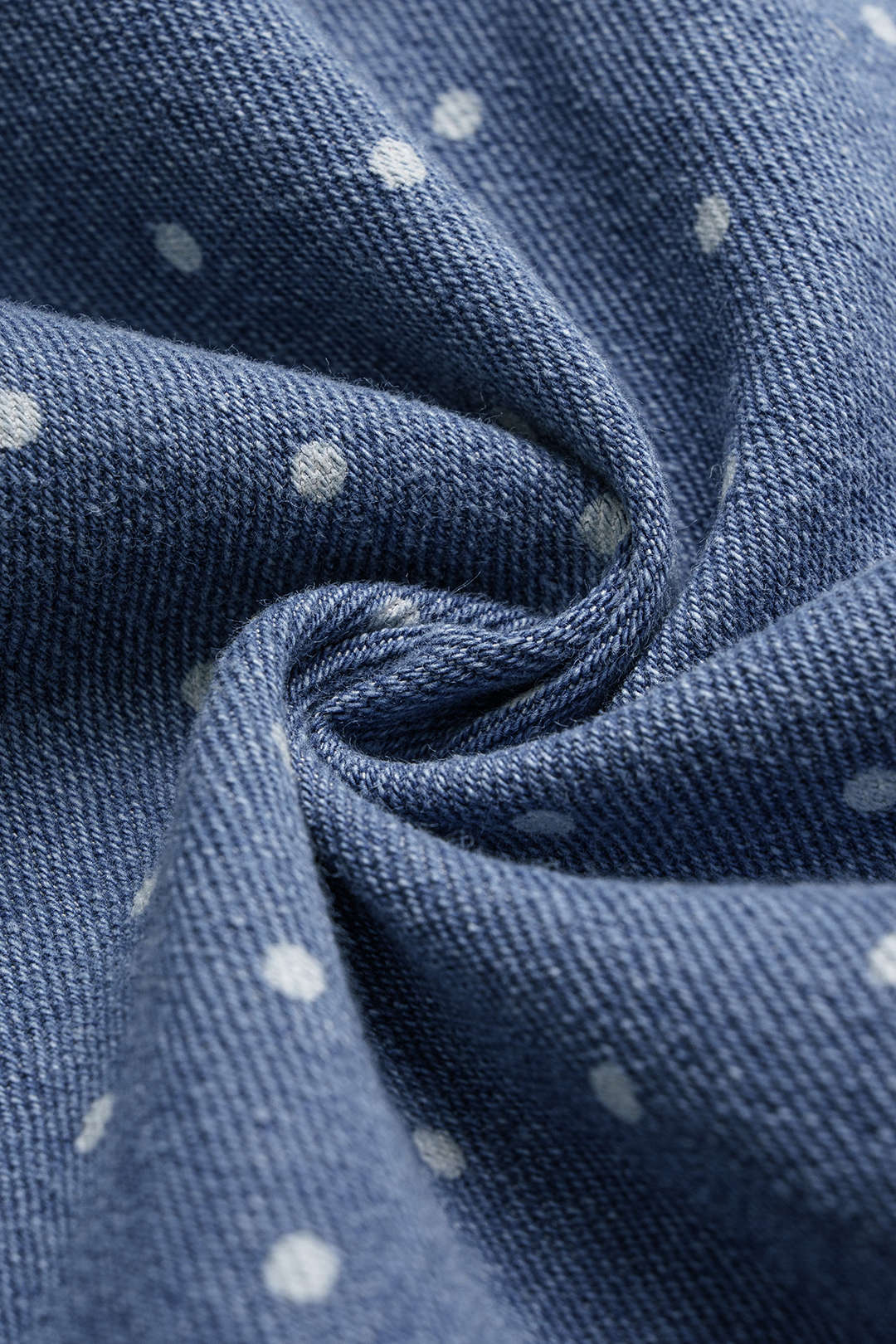 Denim Polka Dots Print Zipper Sleeveless Mini Dress - Image 4