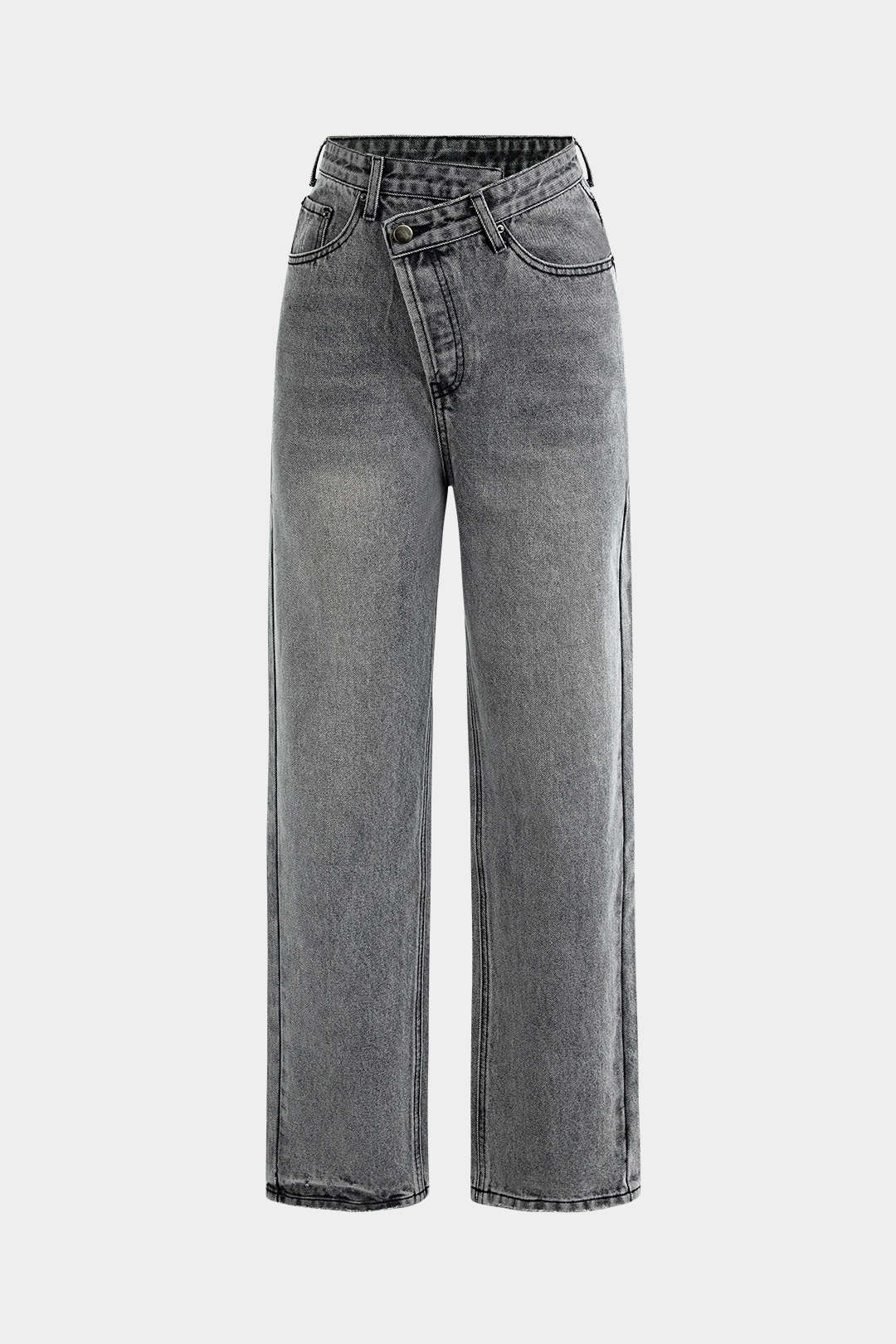 Asymmetric Waist Straight Leg Jeans - Image 5