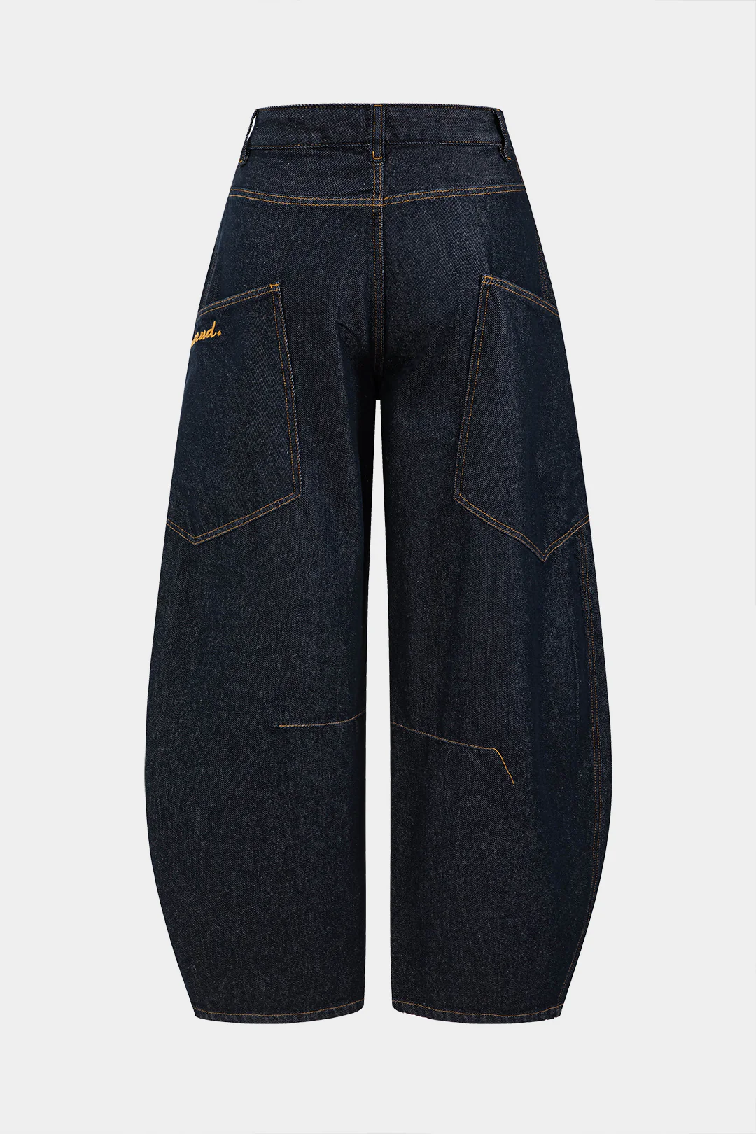 Denim Washed Wide Leg Barrel Jeans - Image 5