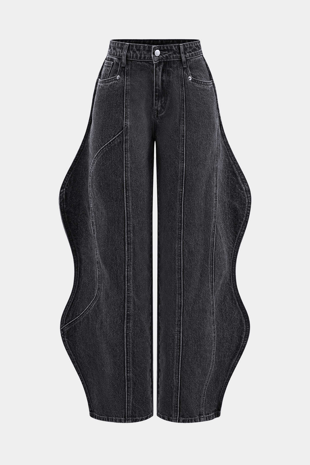 Wave Leg High Waist Barrel Jeans - Image 5
