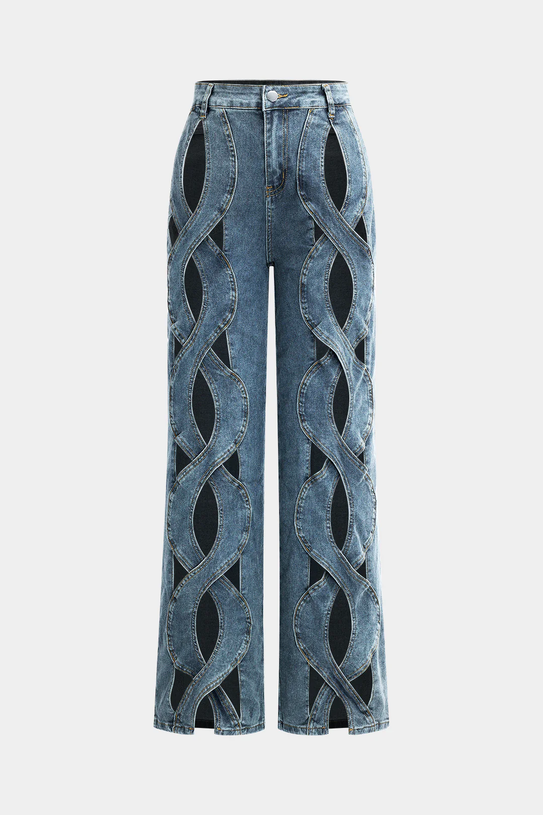 Denim Cut Out Straight Leg Jeans - Image 5