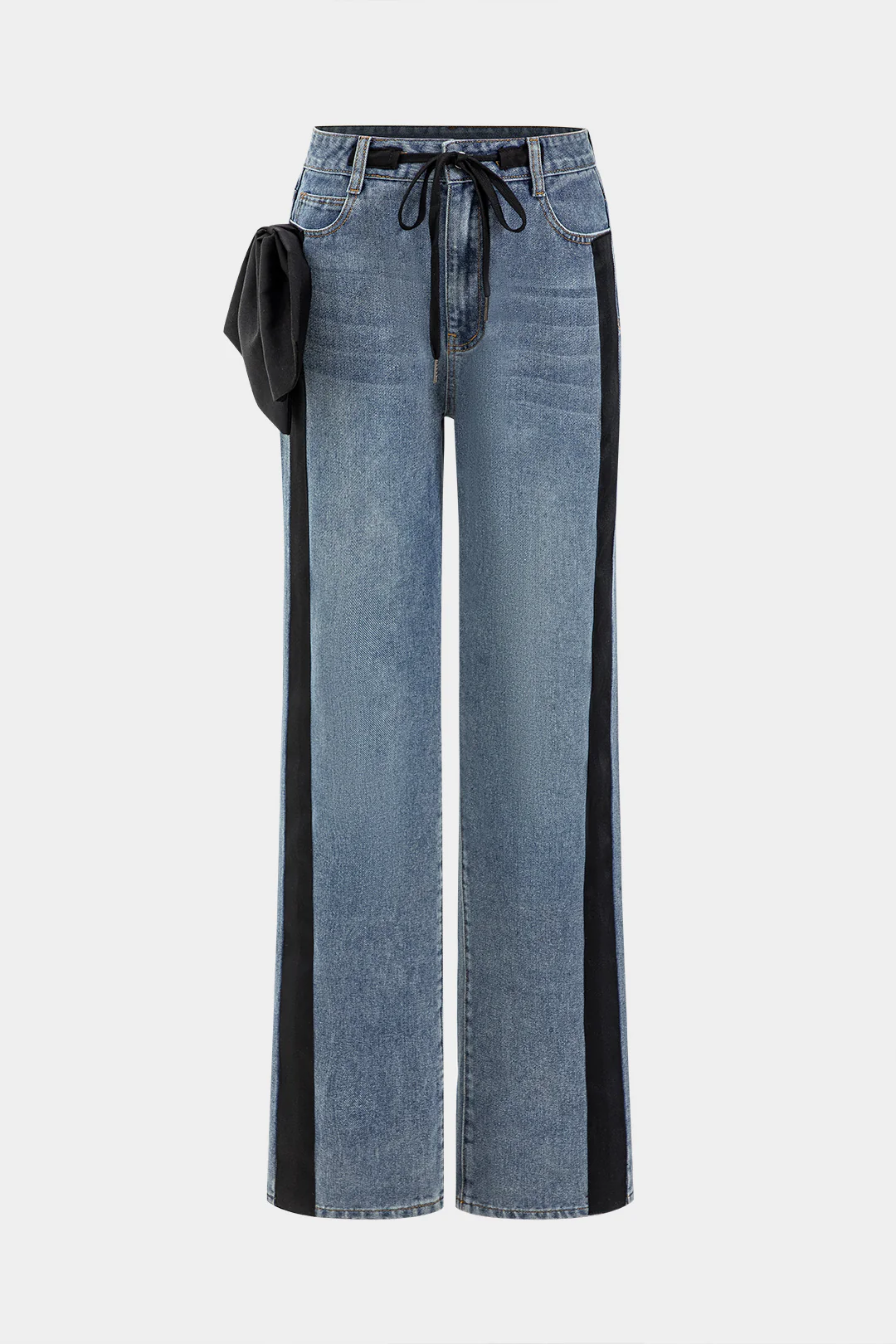 Bow Tie Patchwork Pocket Jeans