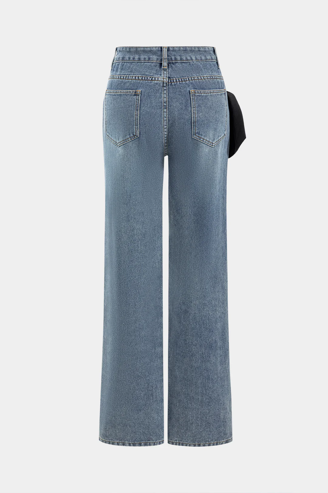 Bow Tie Patchwork Pocket Jeans - Image 2