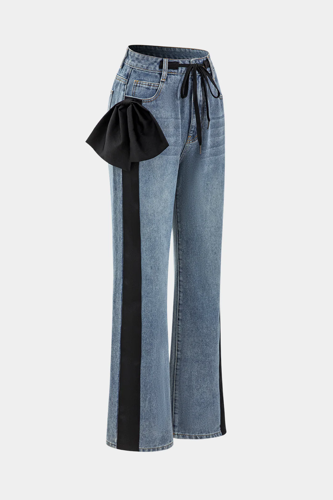 Bow Tie Patchwork Pocket Jeans - Image 3
