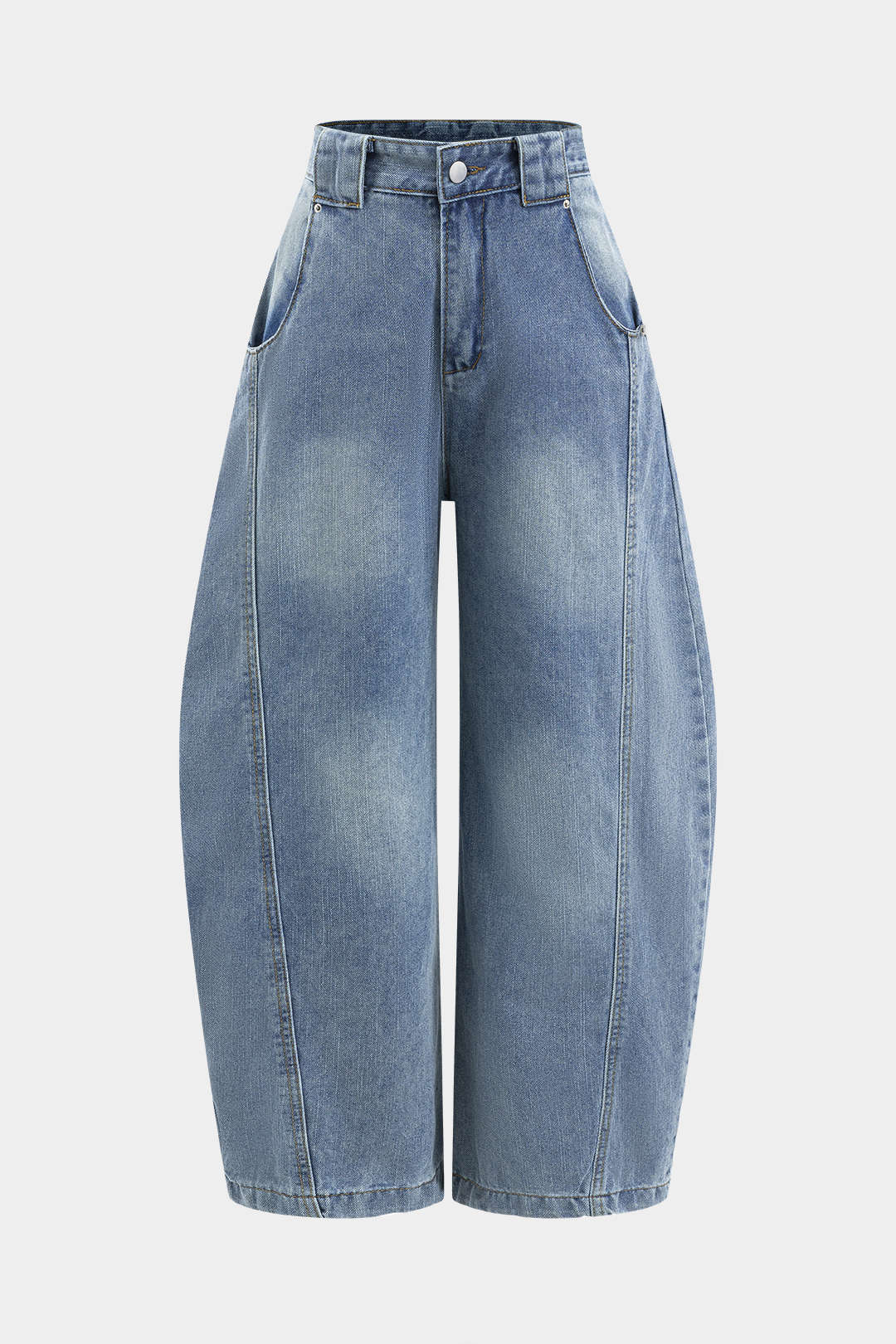 Denim Wide Leg Barrel Jeans - Image 5