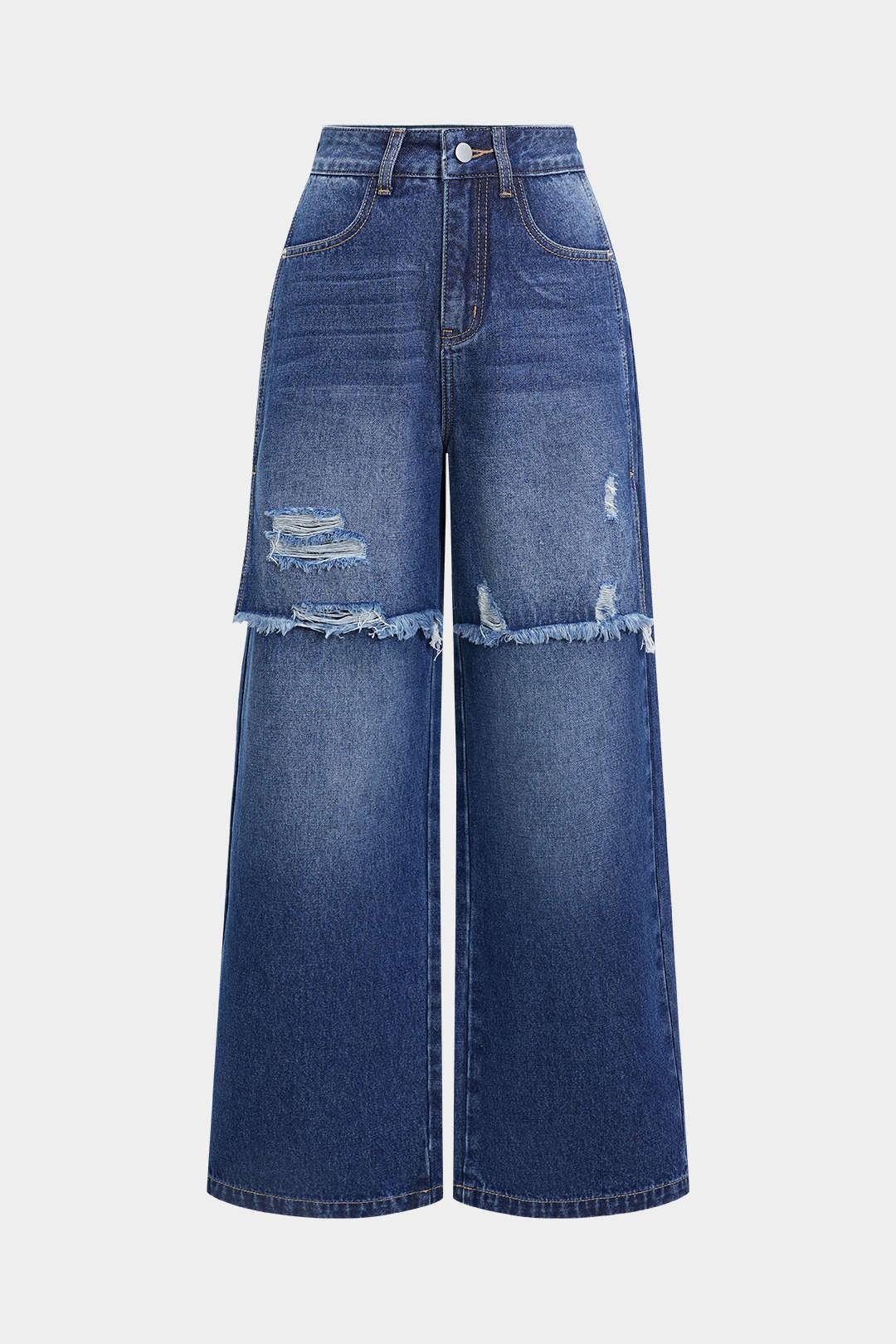 Denim Patchwork Straight Leg Jeans - Image 6