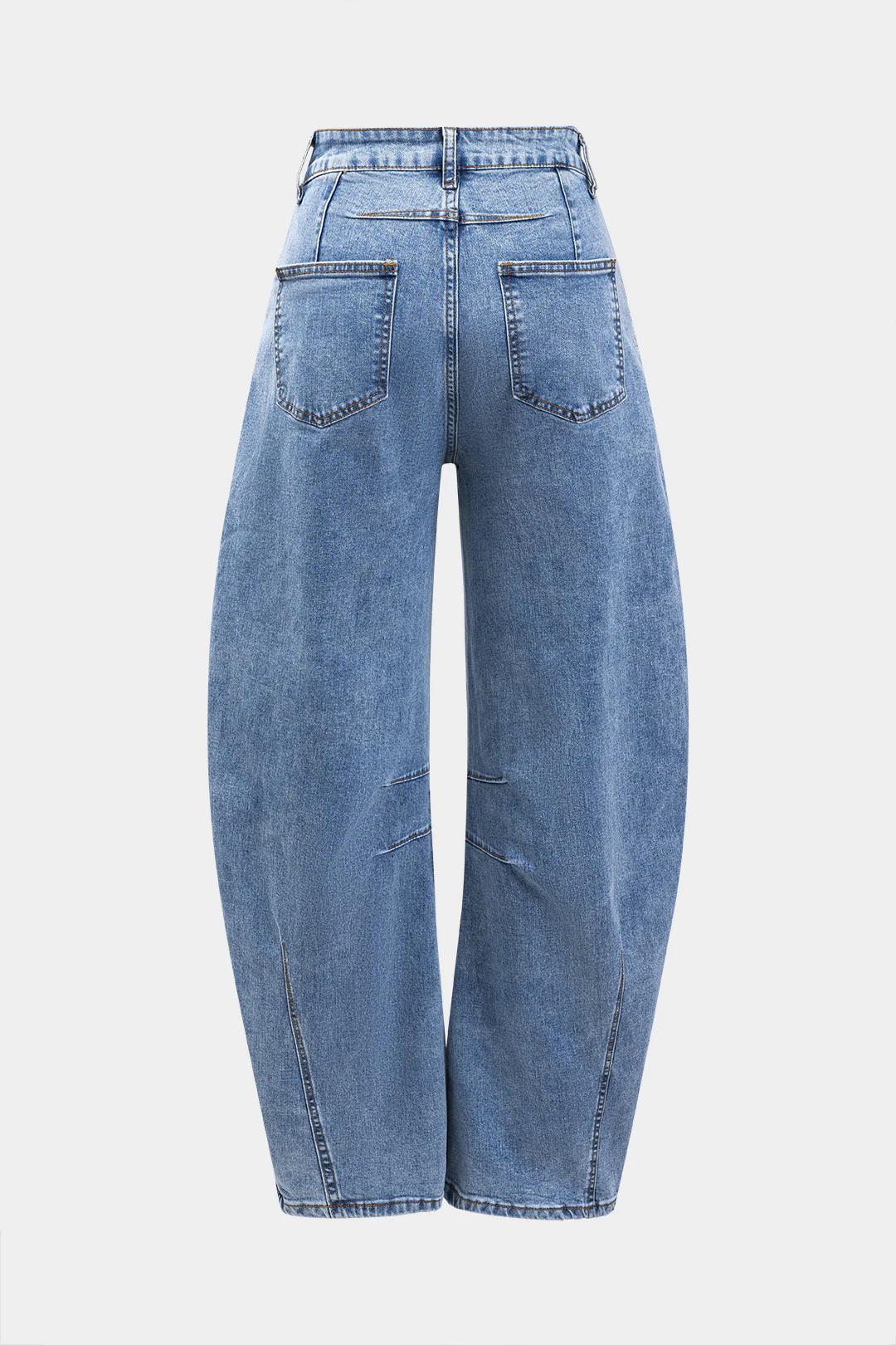 Denim Buton Pocket Wide Leg Barrel Jeans - Image 2