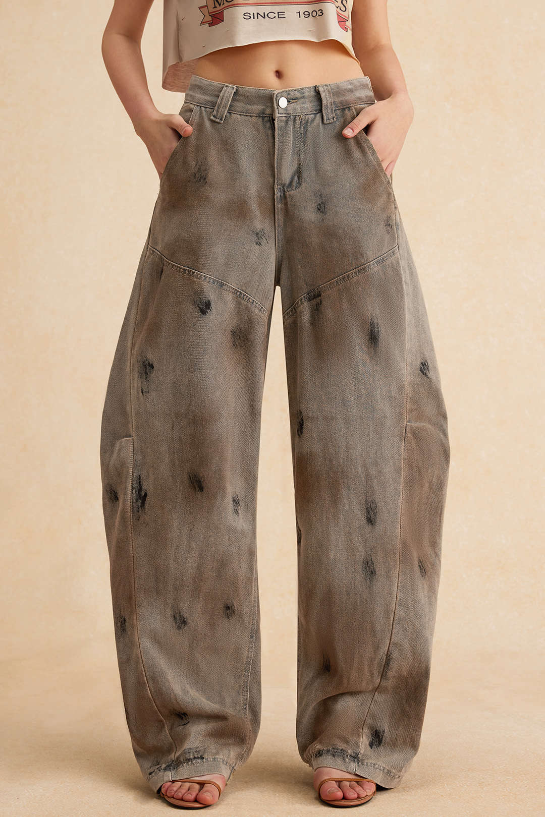Dirty Denim Wide Leg Barrel Jeans - Image 6
