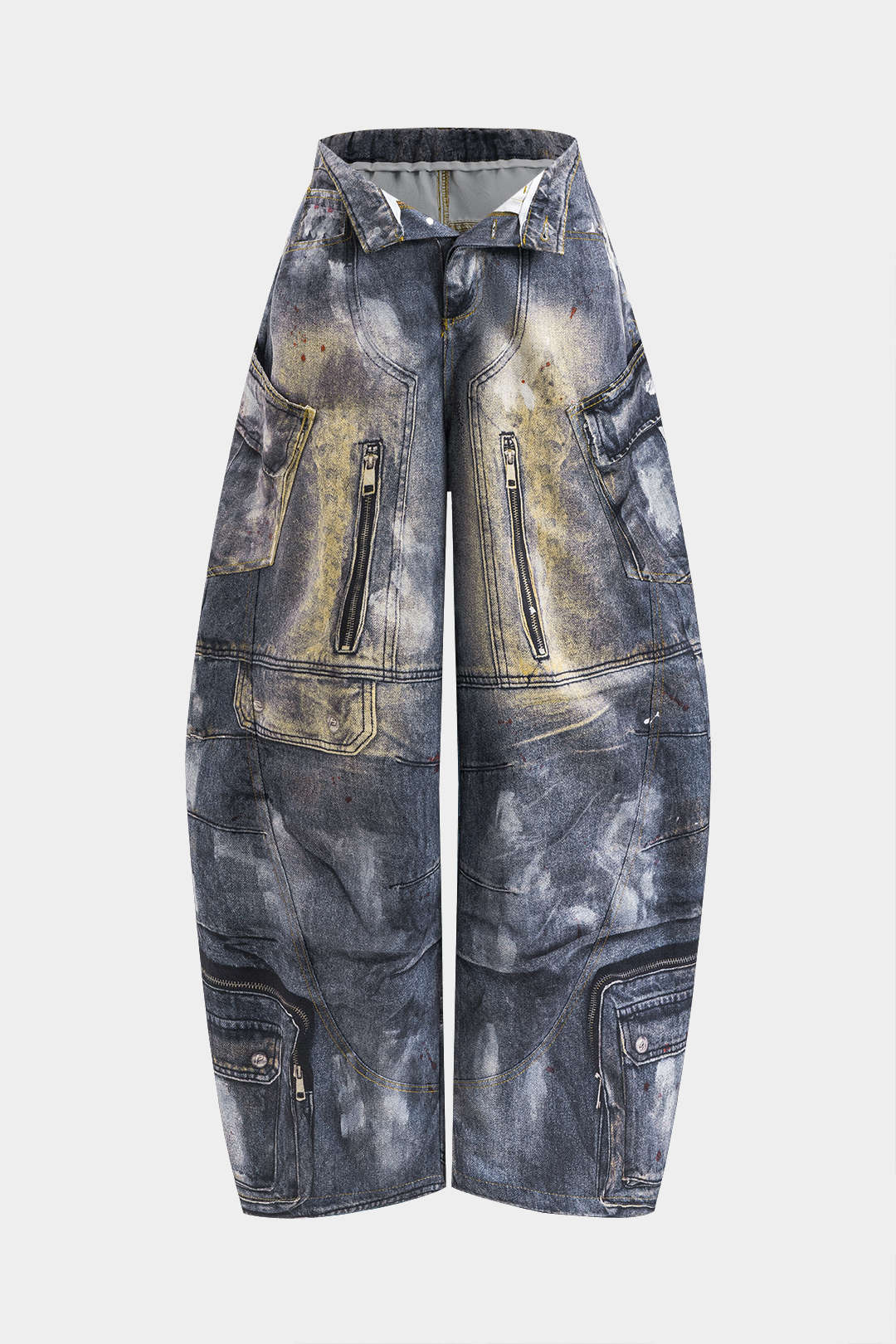 Abstract Print Pocket Barrel Trousers - Image 2