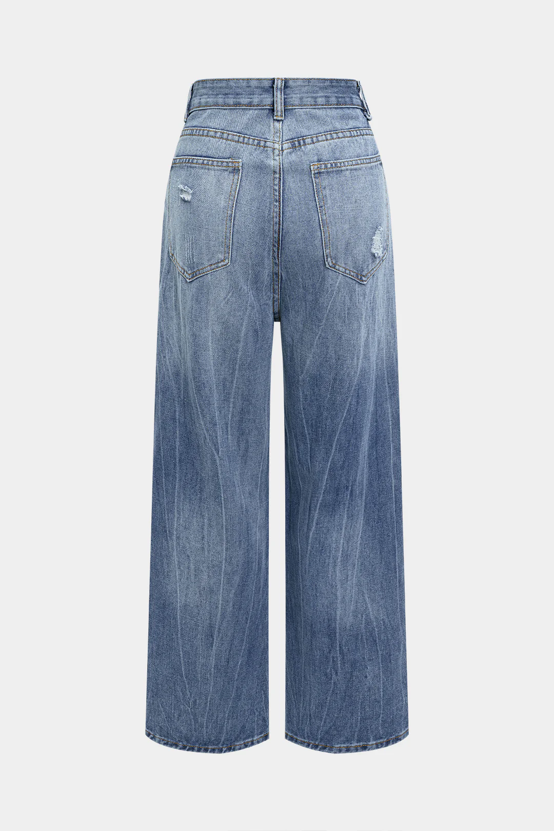 Denim Ripped Straight Leg Jeans - Image 2