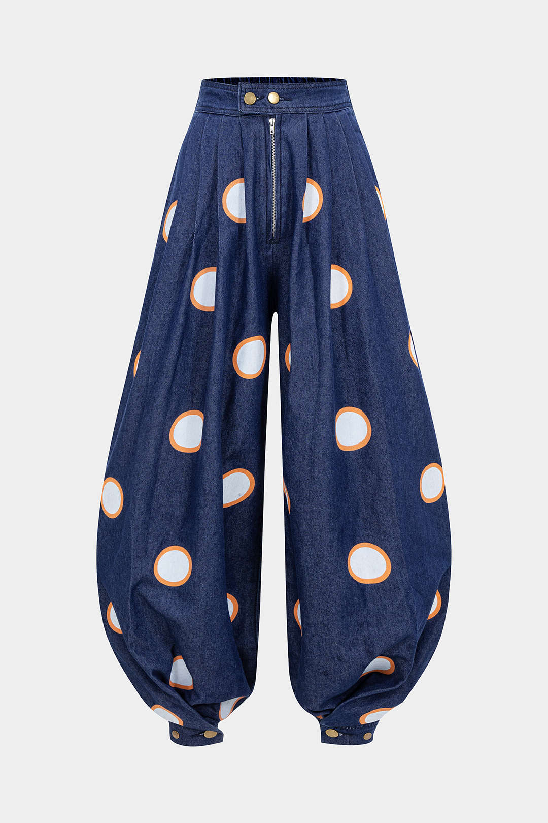 Denim High Waist Zipper Barrel Balloon Jeans - Image 10