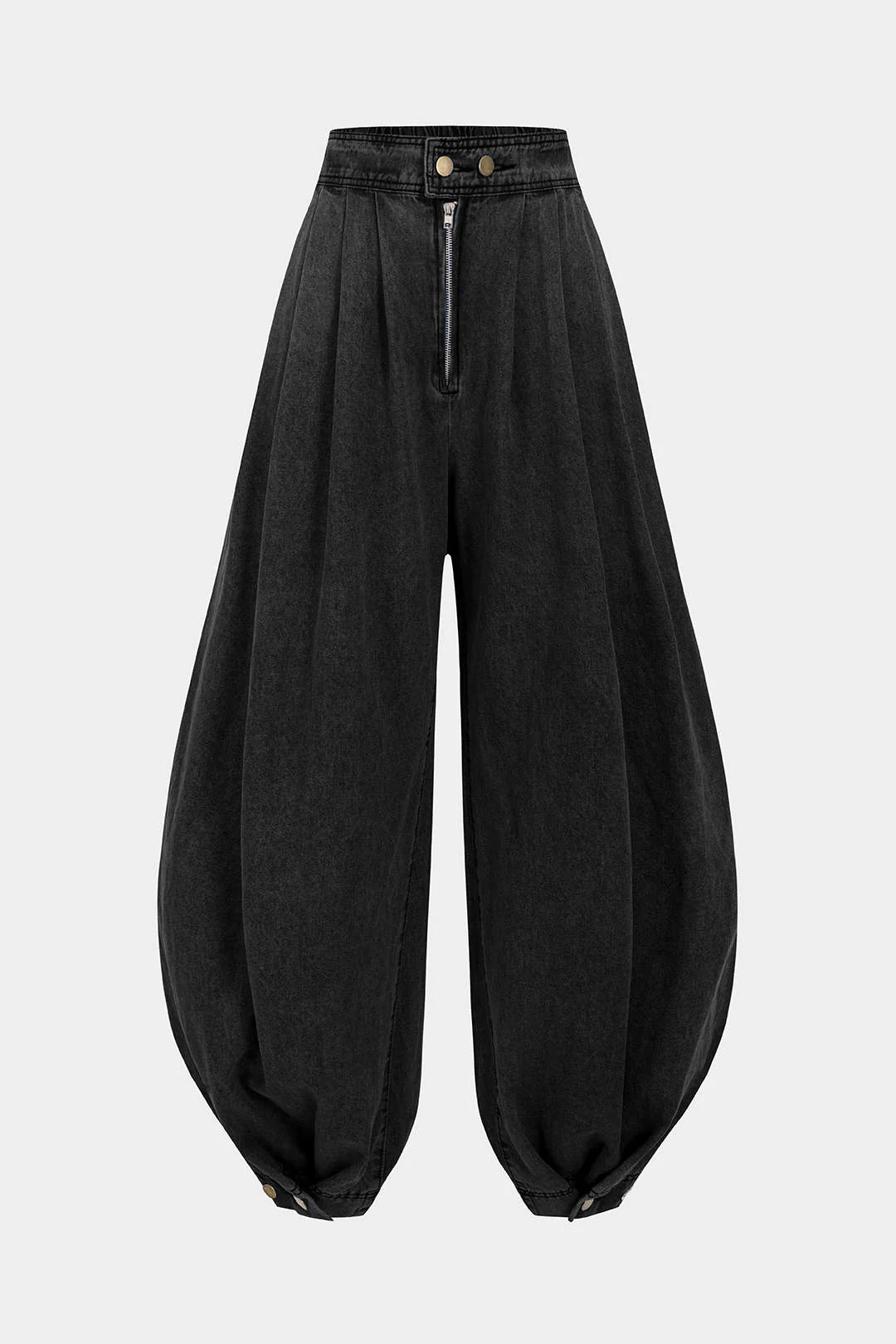 Denim High Waist Zipper Barrel Balloon Jeans - Image 8