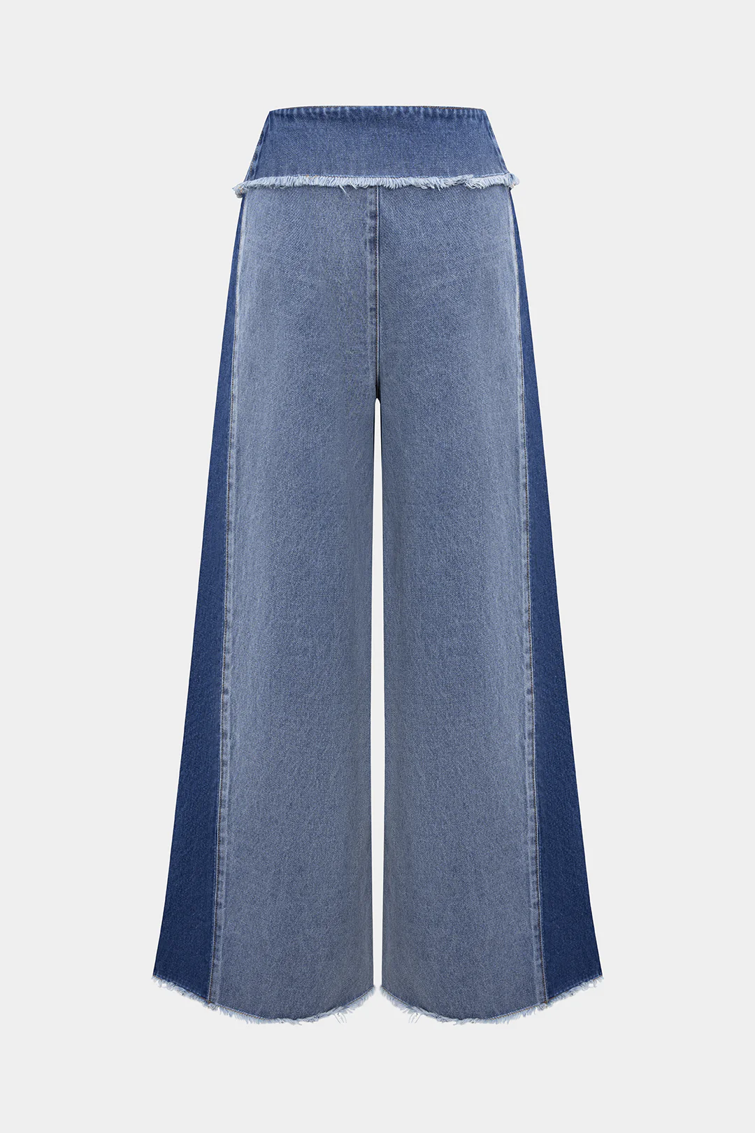 Denim Contrast Frayed Wide Leg Jeans - Image 2