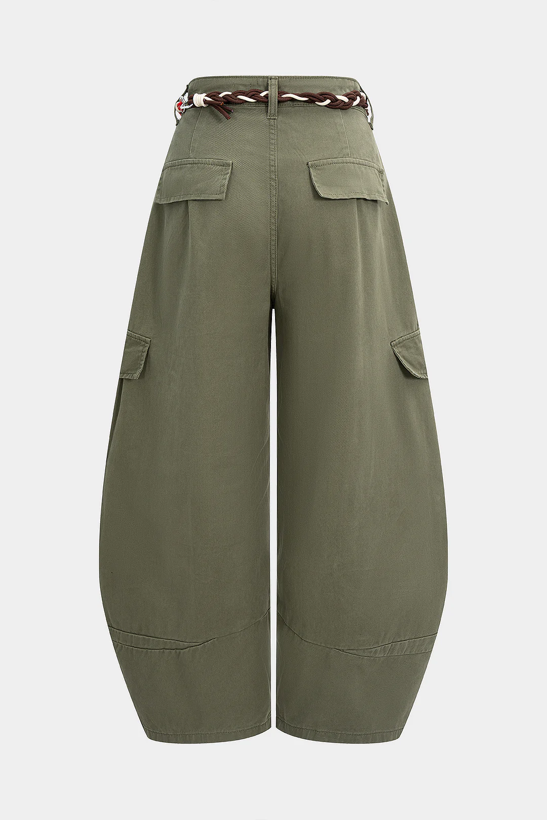 Denim Pocket Belted Barrel Jeans - Image 2
