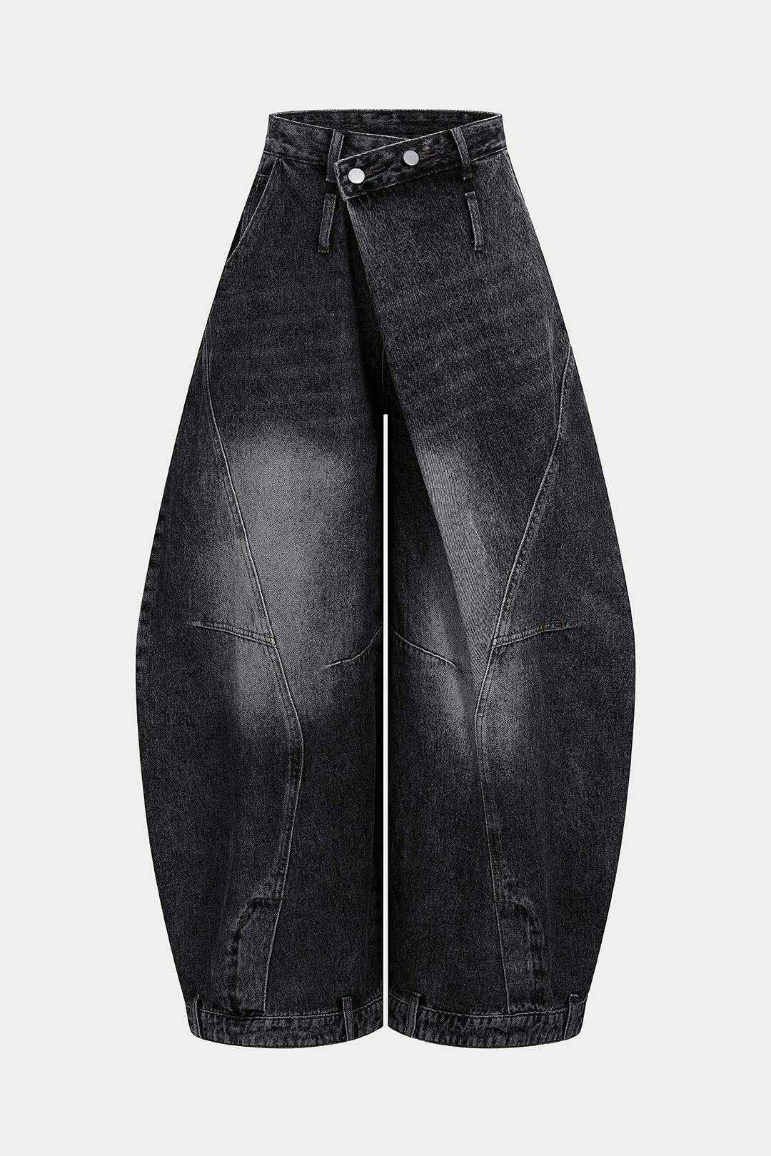 Denim Washed High Waist Barrel Jeans - Image 10