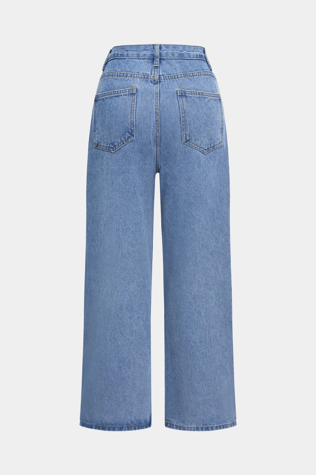 Denim Asymmetrical Straight Leg  High Waist Jeans - Image 2