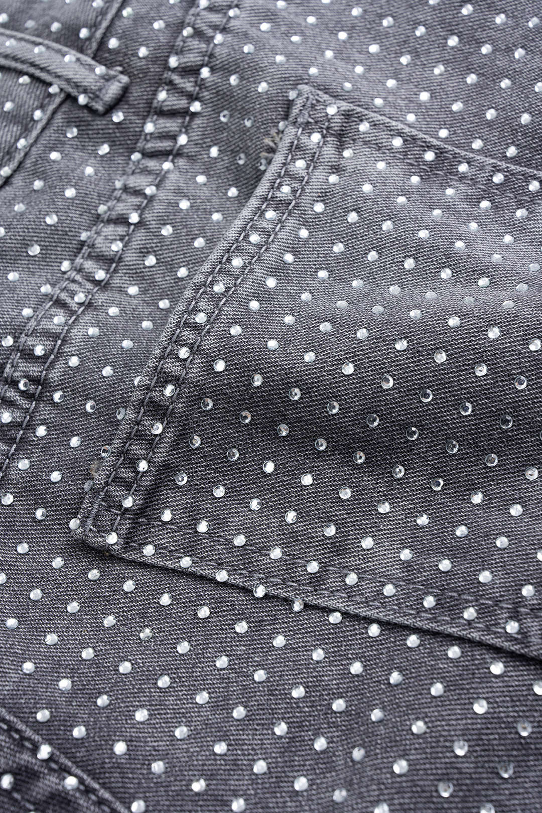 Denim Rhinestone High Waist Straight Leg Jeans - Image 5