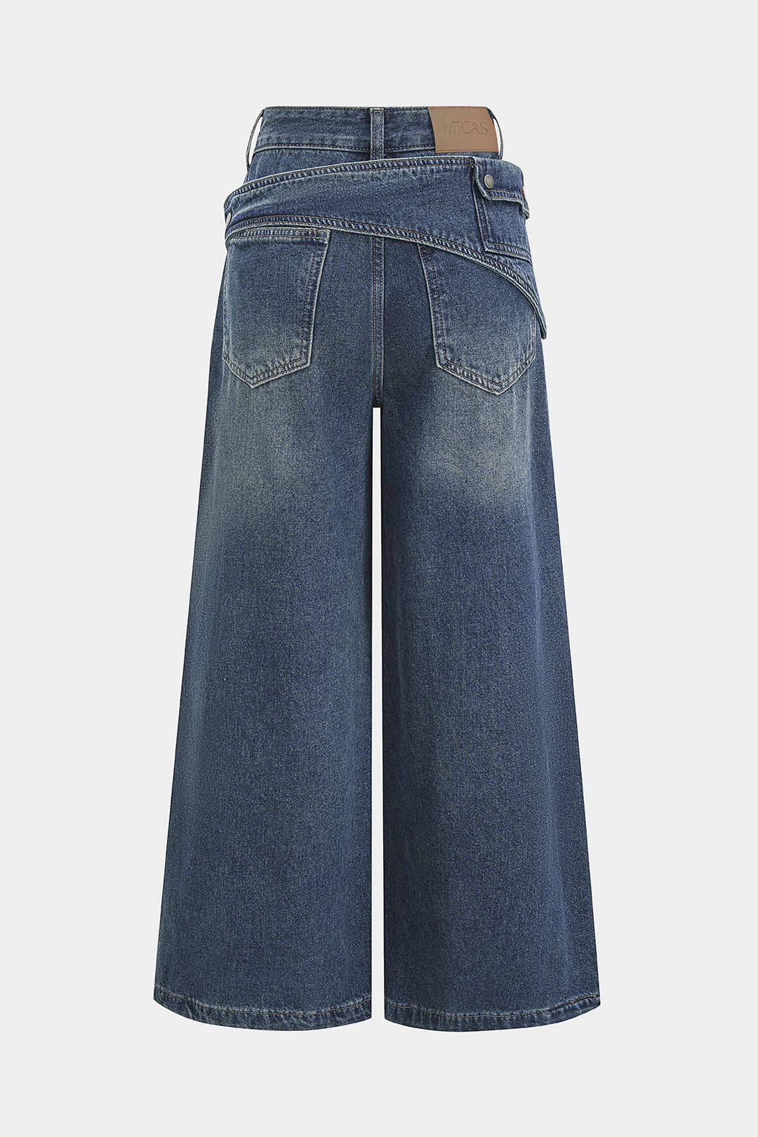 Denim Asymmetrical Wide Leg Jeans - Image 2