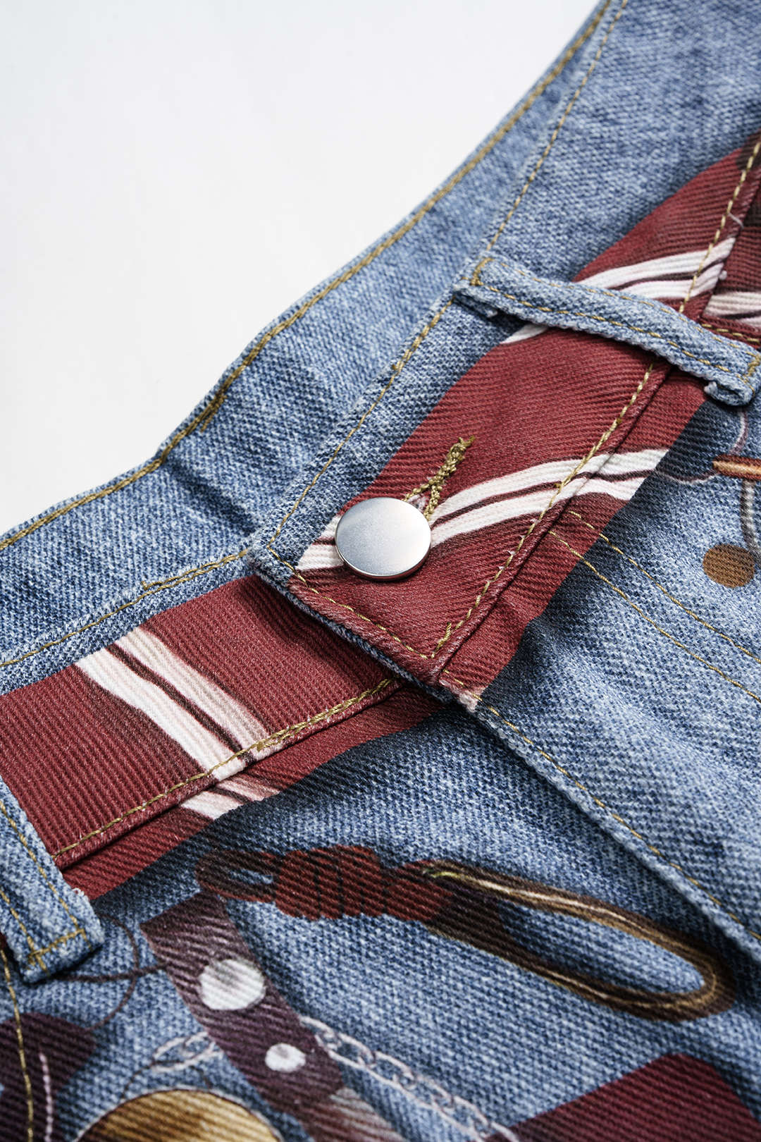 Denim Illusion Print High Waist Jeans - Image 3