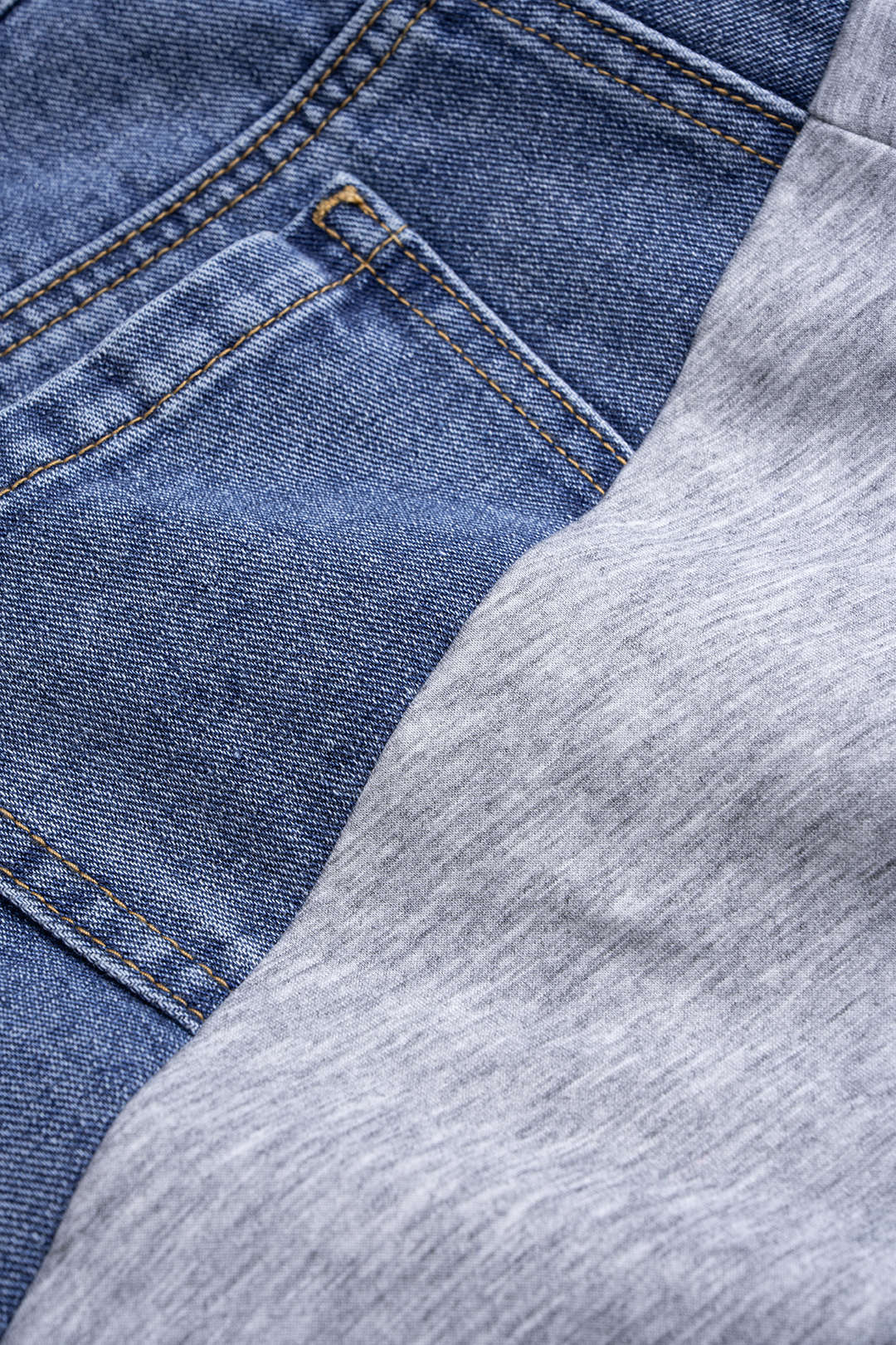 Denim Patchwork Drawstring Jeans - Image 4
