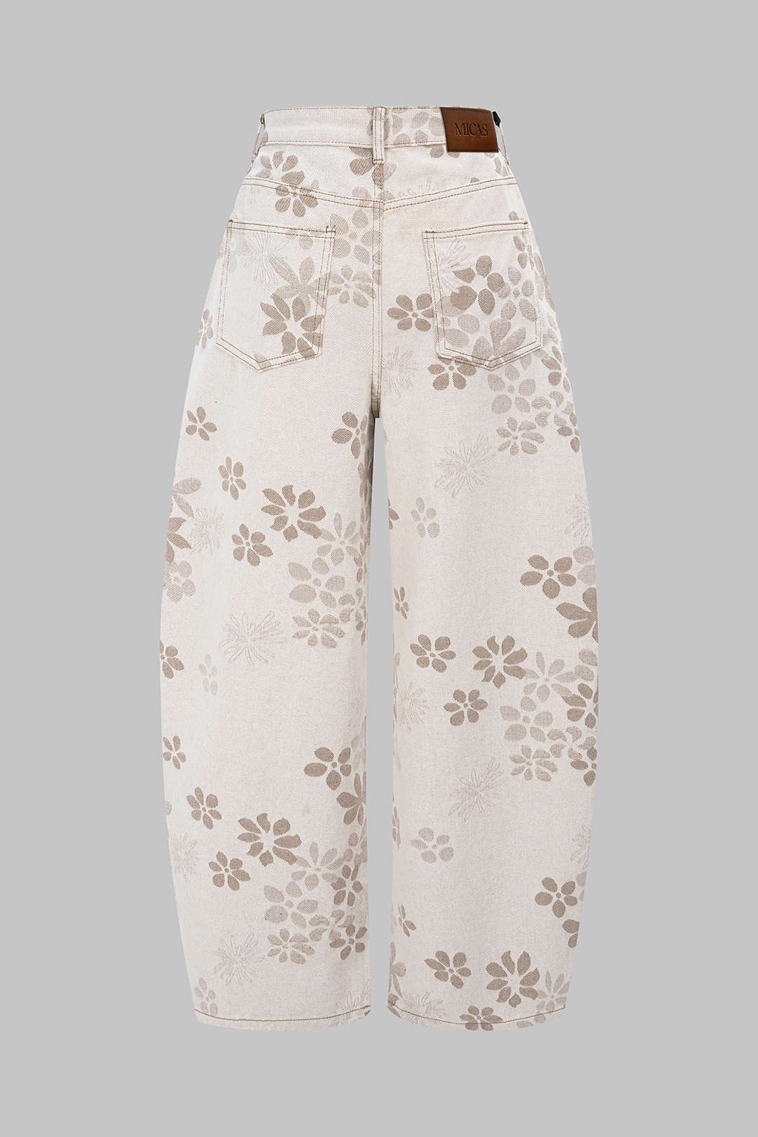 Denim Floral Print High-Waist Pocket Jeans - Image 11