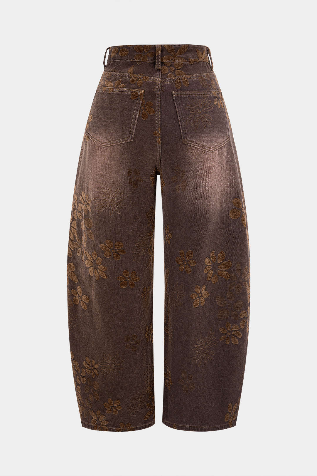 Denim Floral Print High-Waist Pocket Jeans - Image 15
