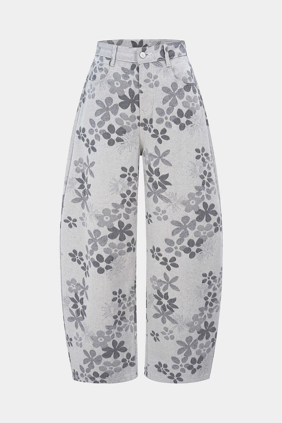 Denim Floral Print High-Waist Pocket Jeans - Image 18
