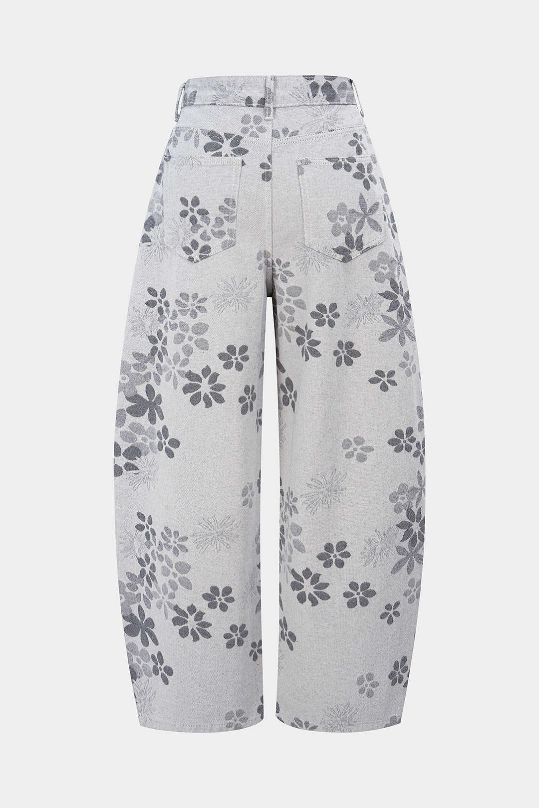 Denim Floral Print High-Waist Pocket Jeans - Image 19
