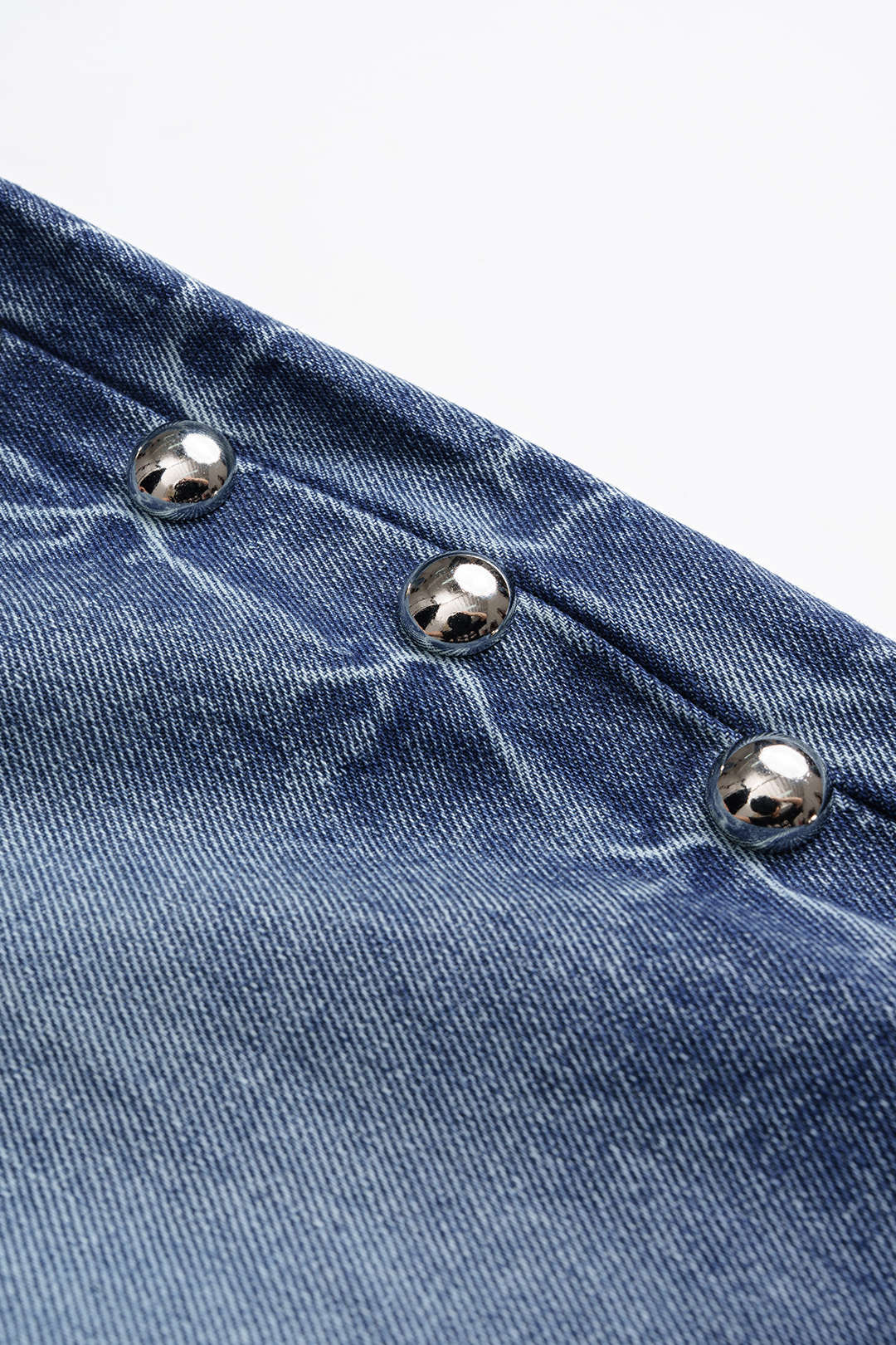 Denim Studded High Waist Straight Leg Jeans - Image 4