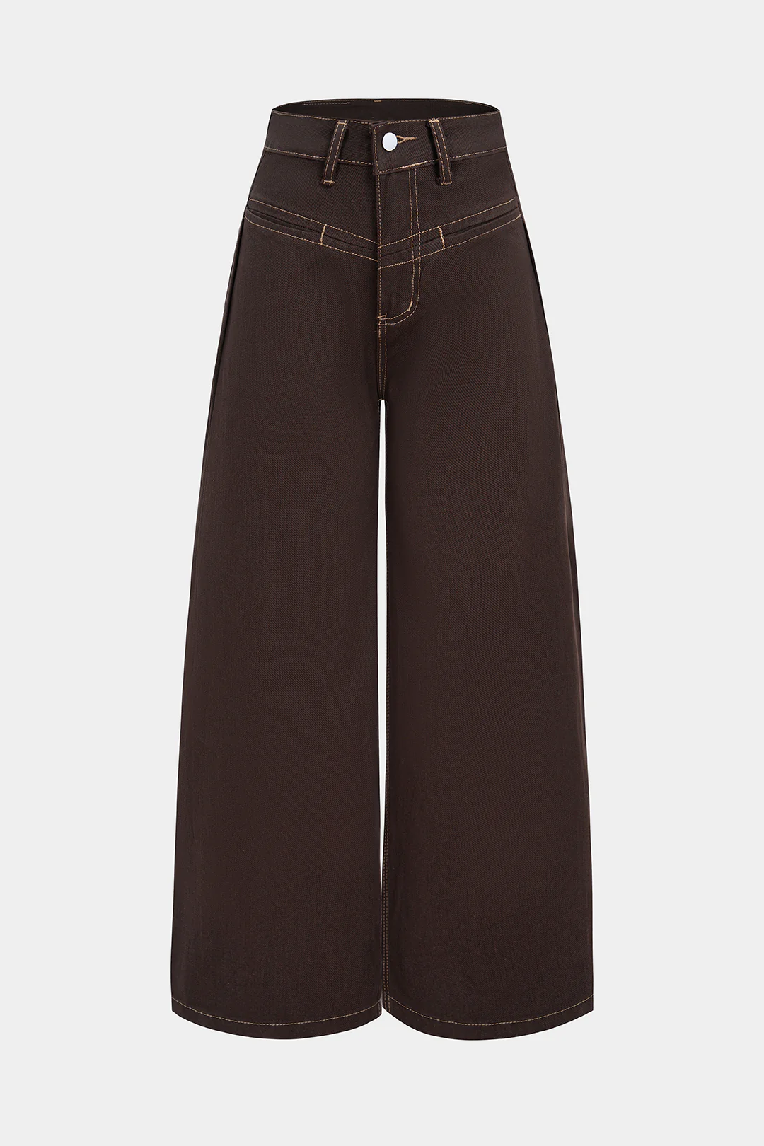 Denim Embroidery Zipper Pocket Wide Leg Jeans