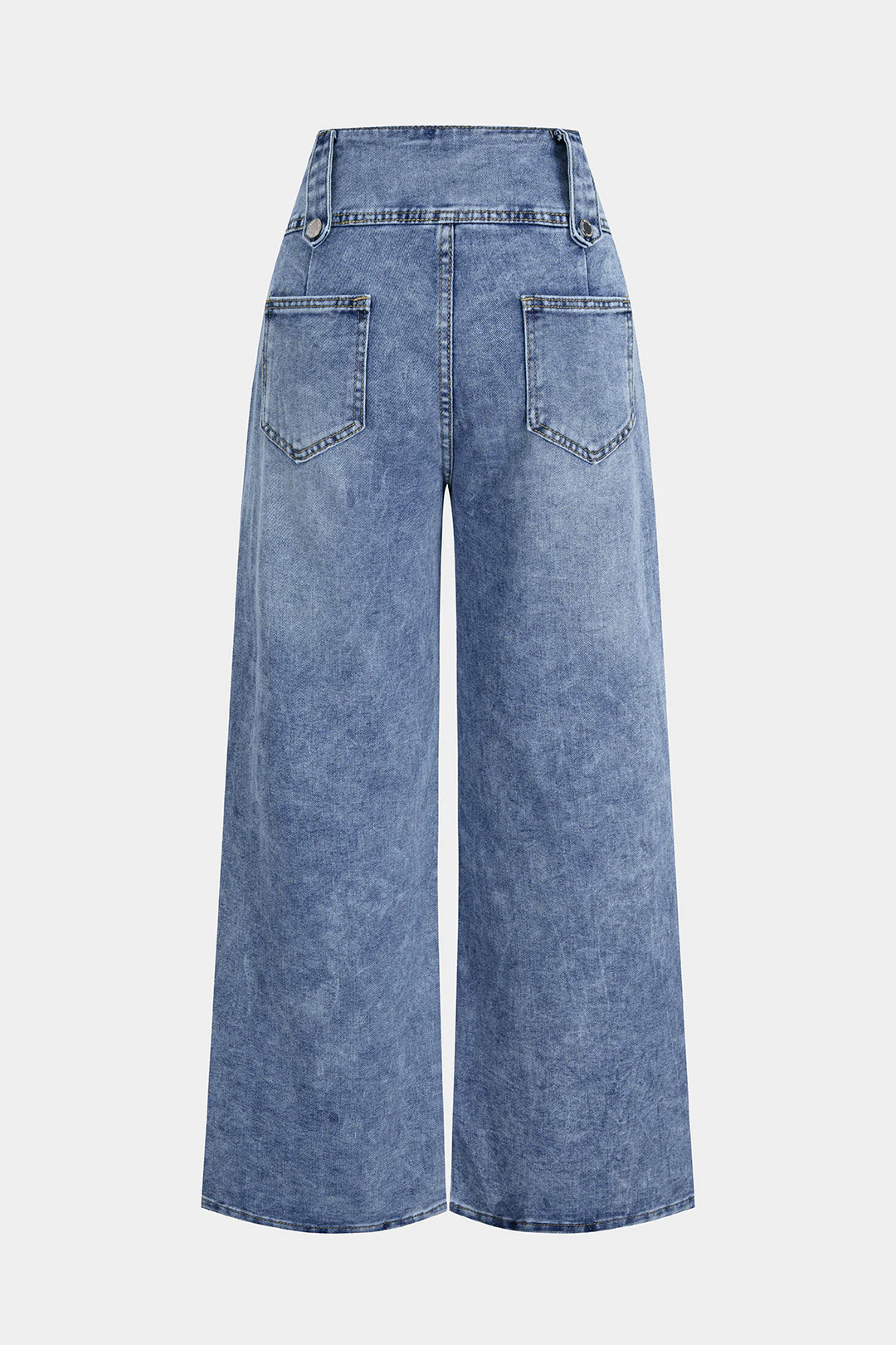 Denim Button High Waist Wide Leg Jeans