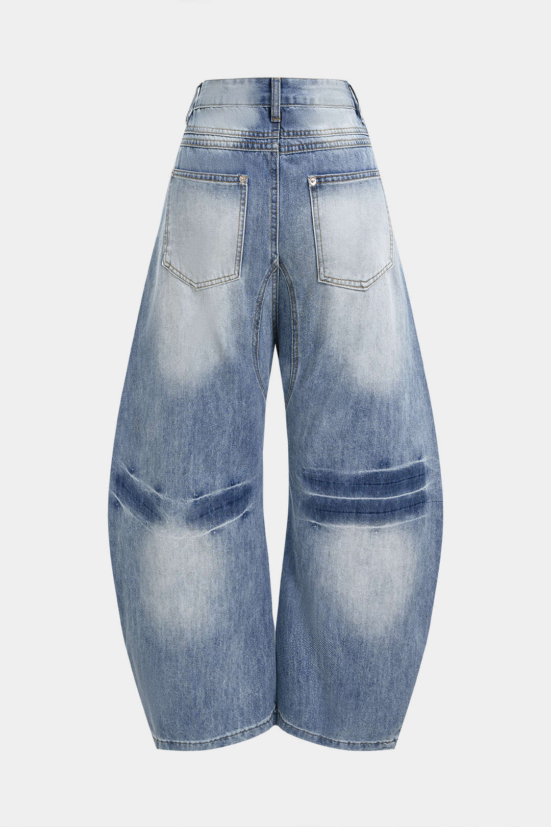 Denim Plaid Print Asymmetrical Tie-Up Wide Leg Jeans - Image 3