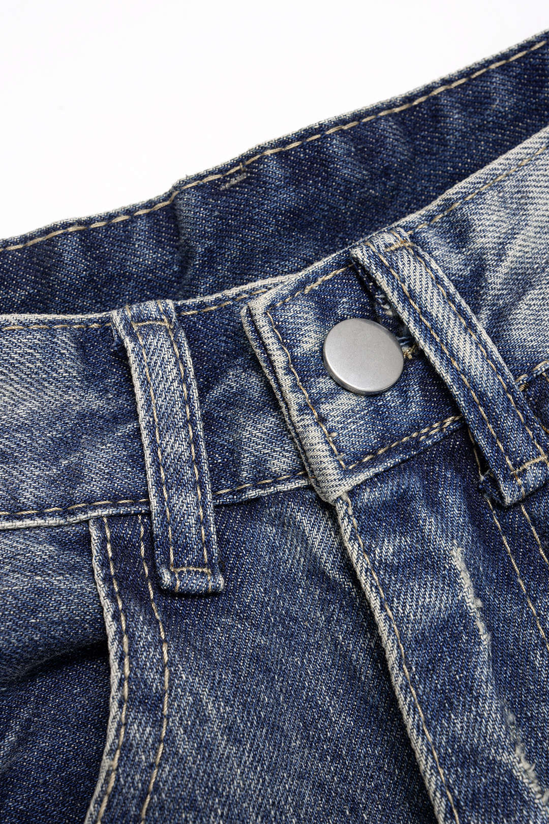 Denim Asymmetrical Ripped High Waist Wide Leg Jeans - Image 3
