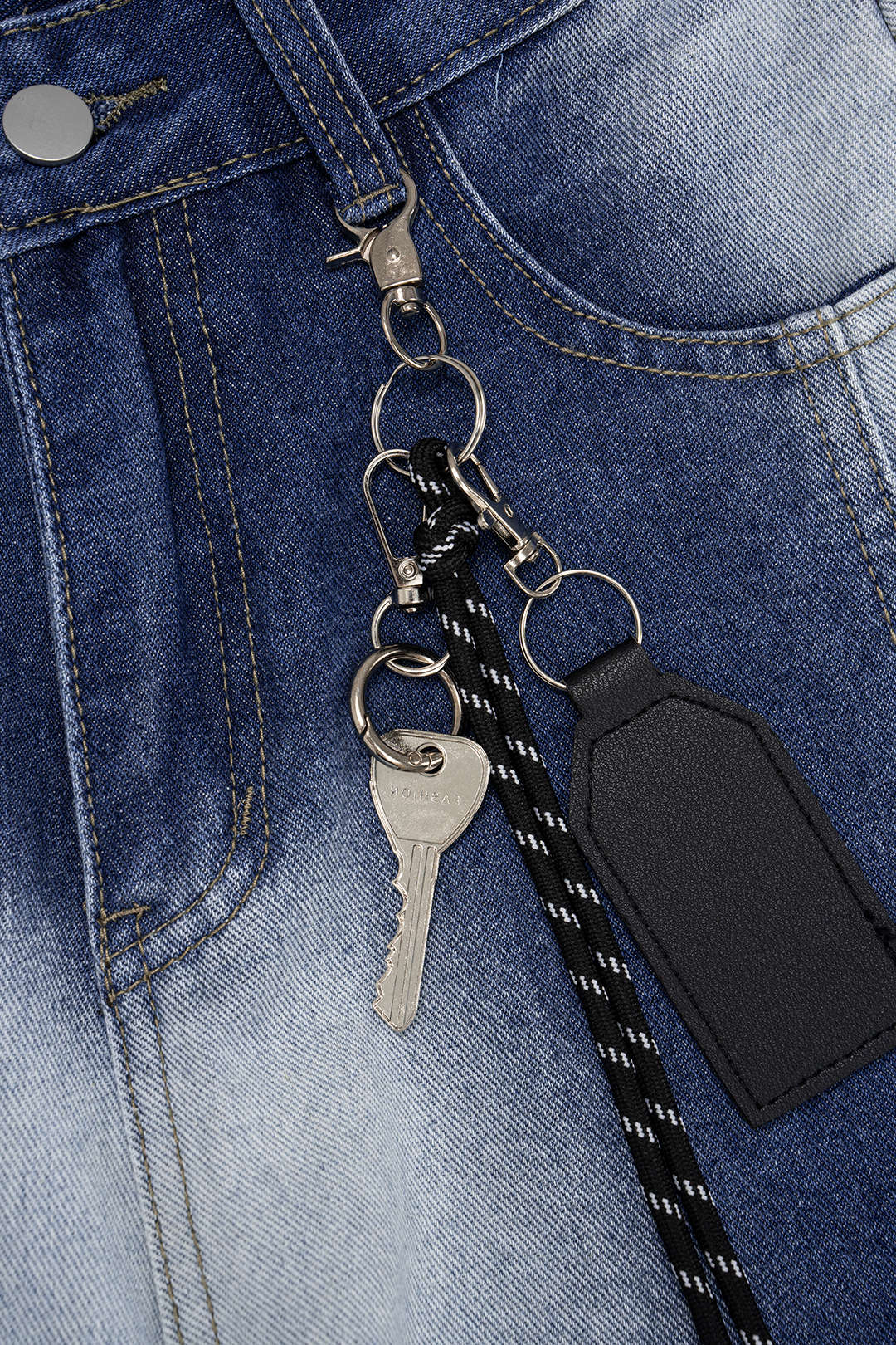 Denim Contrast Washed Wide Leg Jeans - Image 3