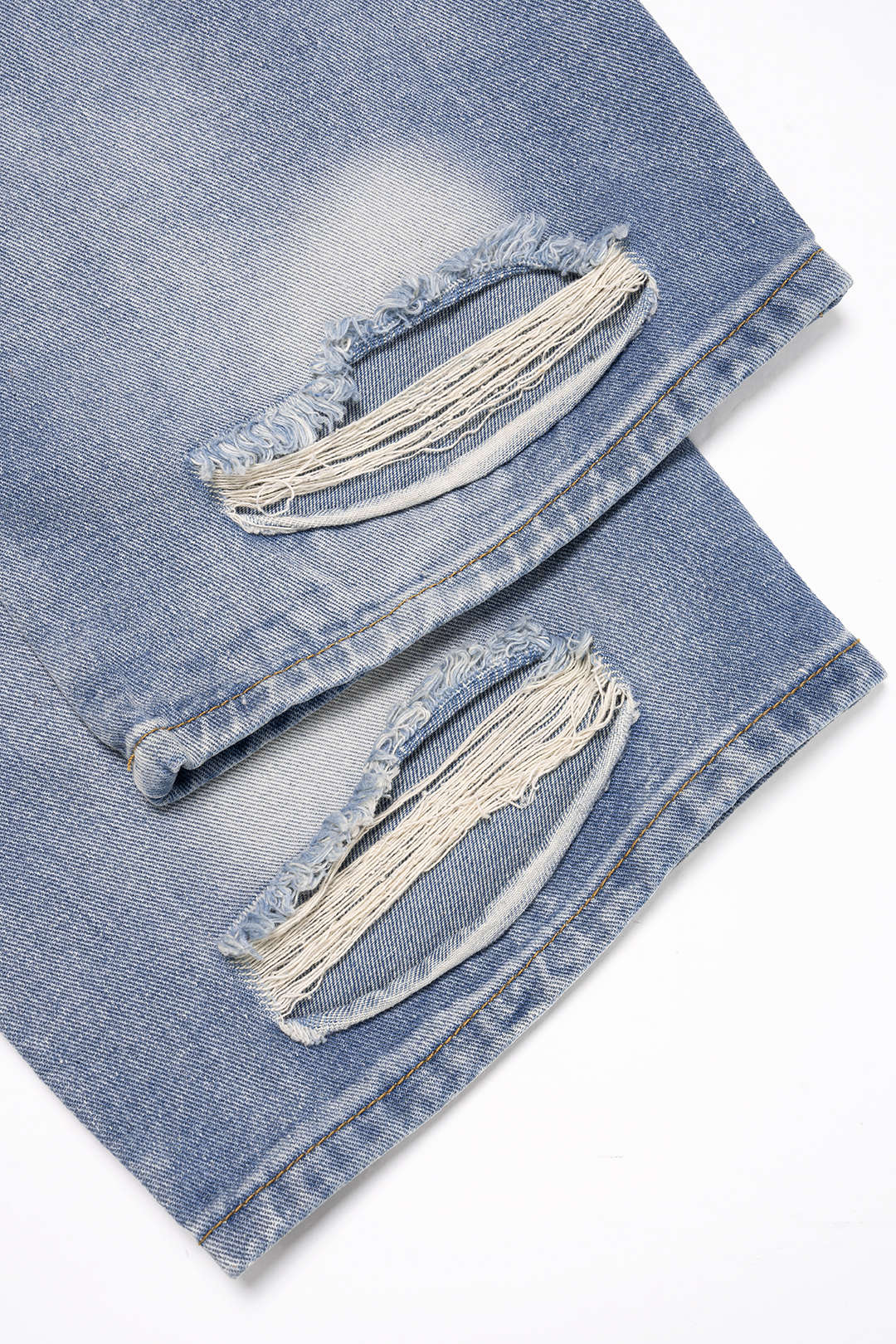 Denim Ripped Straight Leg Jeans - Image 3