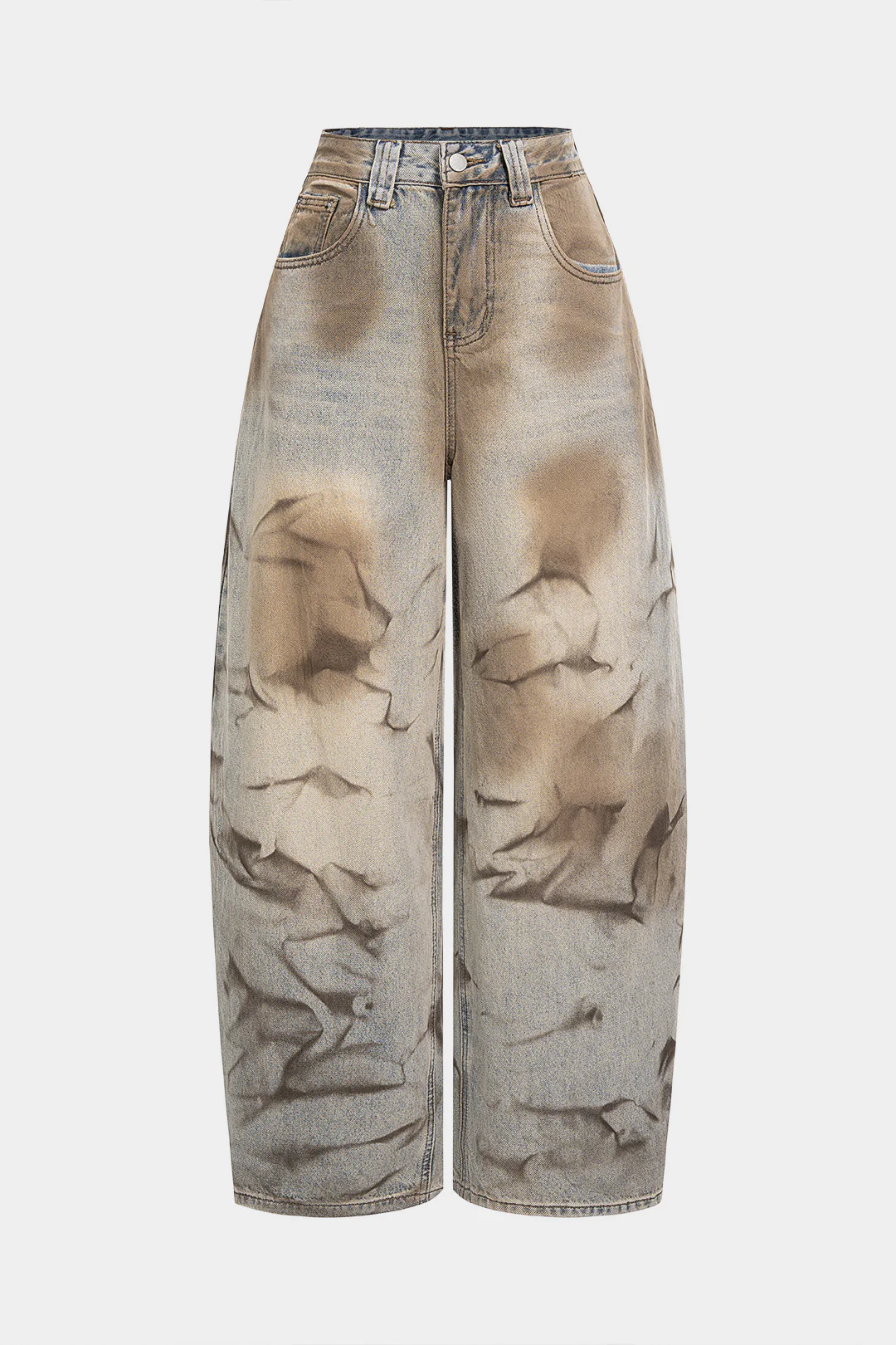 Denim Abstract Print High Waist Wide Leg Jeans