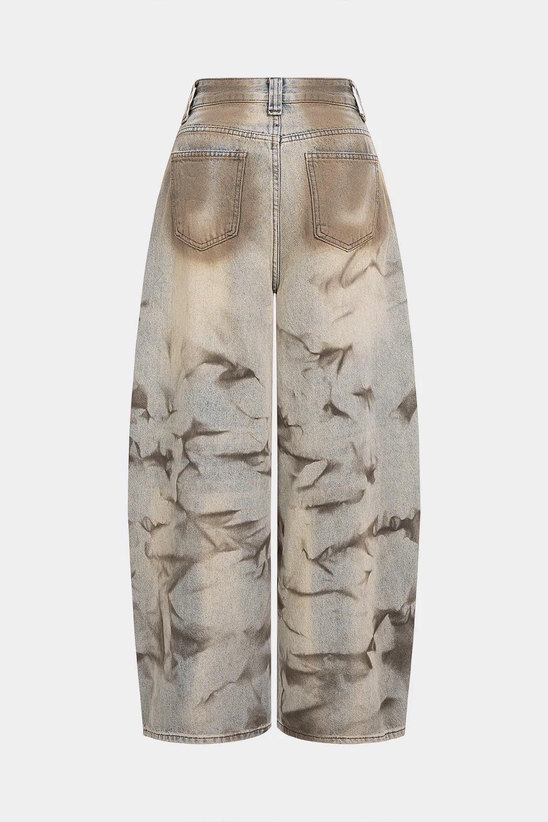 Denim Abstract Print High Waist Wide Leg Jeans - Image 2