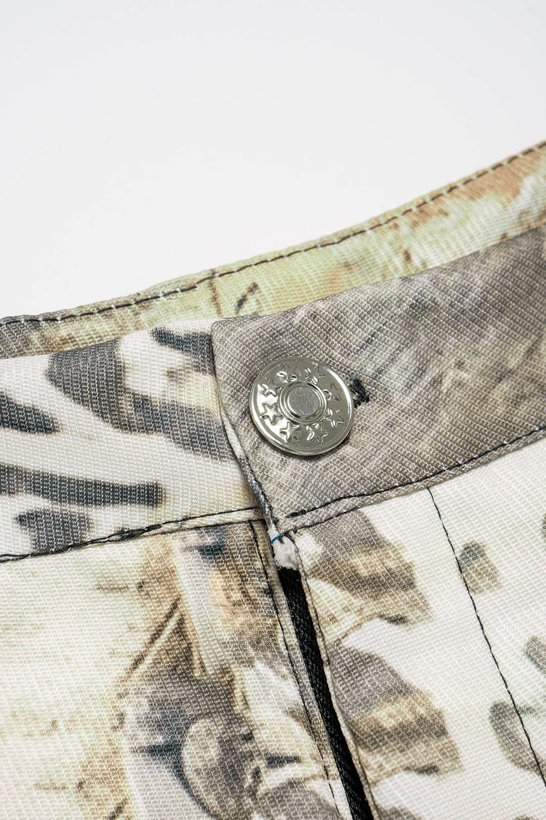 Retro Denim Print Button Wide Leg Pants - Image 3