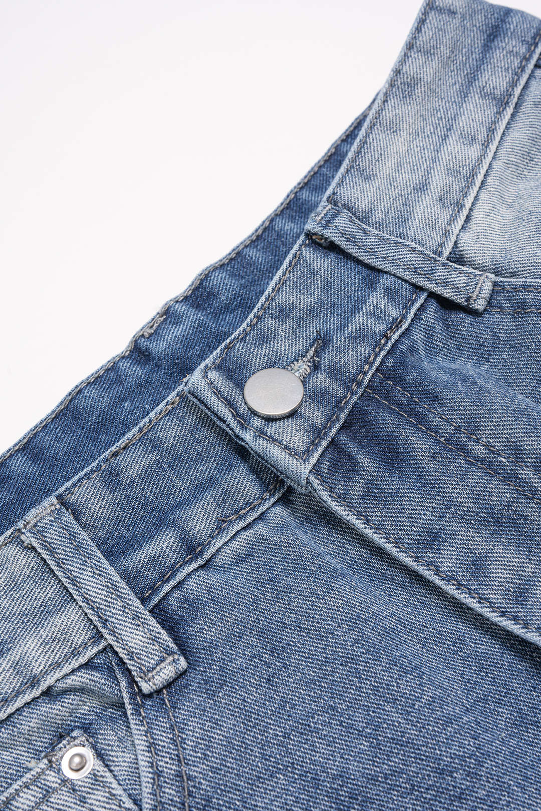 Denim Asymmetrical Pocket Jeans - Image 3
