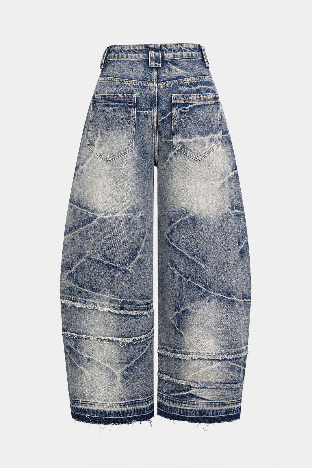 Denim Asymmetrical Frayed Wide Leg Jeans - Image 2