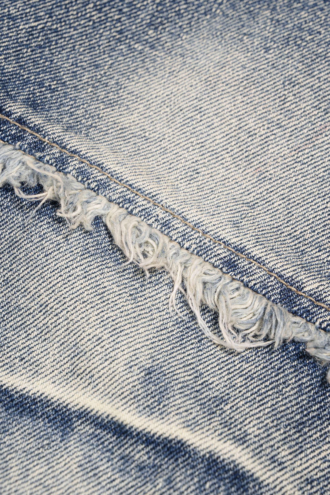 Denim Asymmetrical Frayed Wide Leg Jeans - Image 3