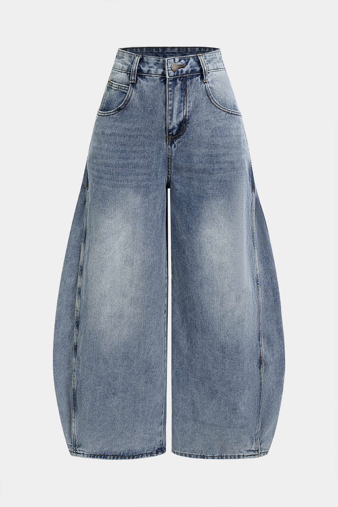 Denim Plaid Print Tie-Up Pocket High Waist Jeans - Image 3