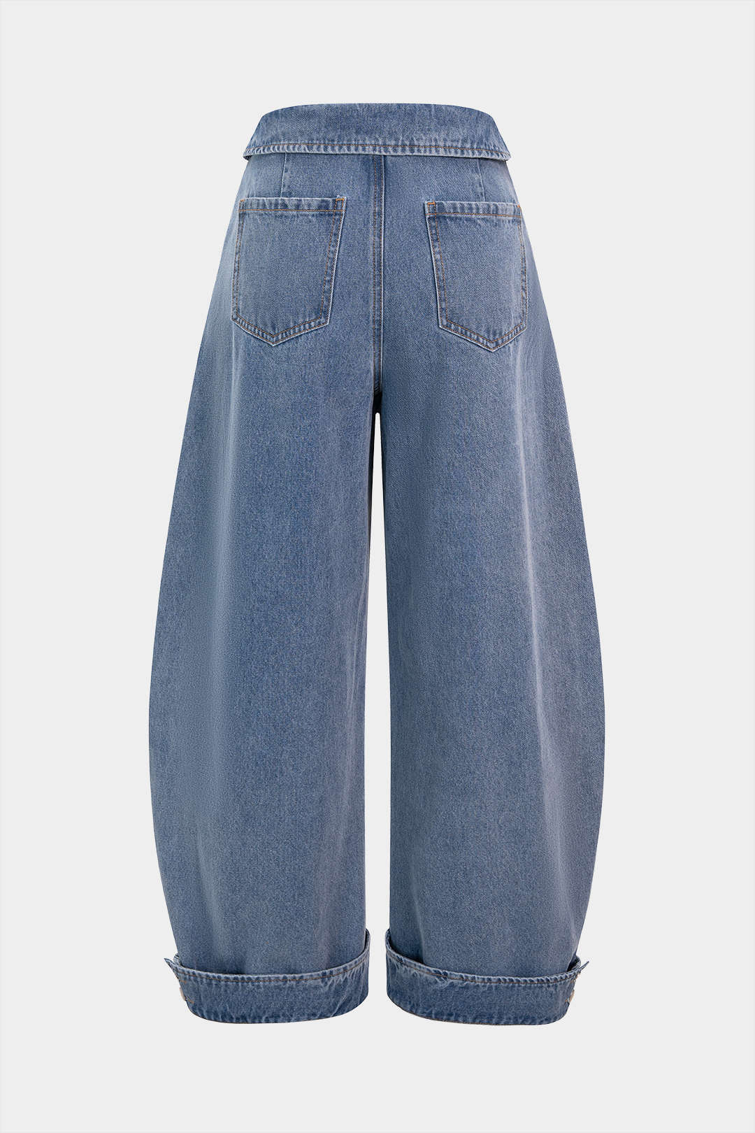 Denim Striped Tie Front Asymmetrical Jeans - Image 2