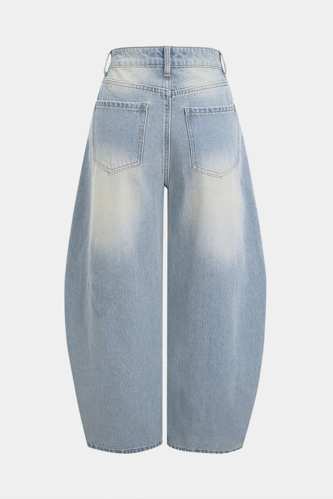 Denim Frayed Pocket Barrel Jeans - Image 2